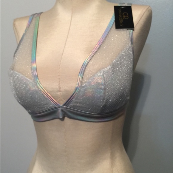 Cynthia Rowley Glinda Bralette Silver - Picture 2 of 4